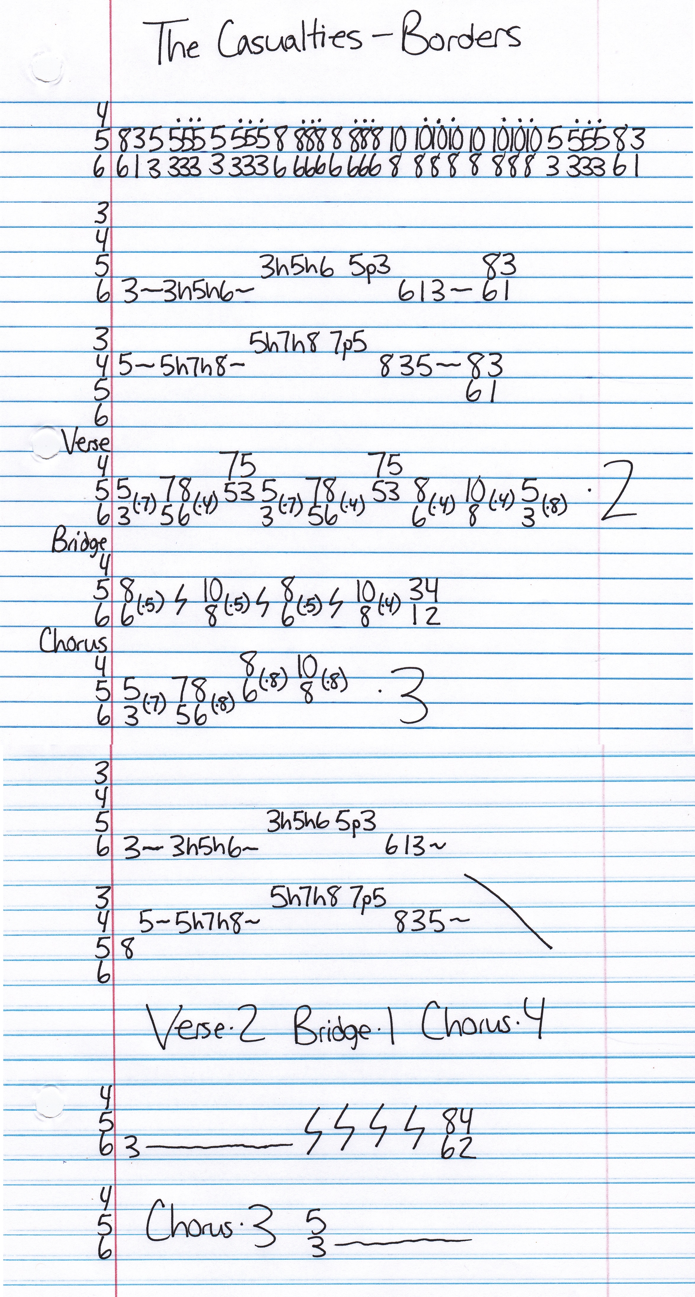 High quality guitar tab for Borders by The Casualties off of the album Written In Blood. ***Complete and accurate guitar tab!***